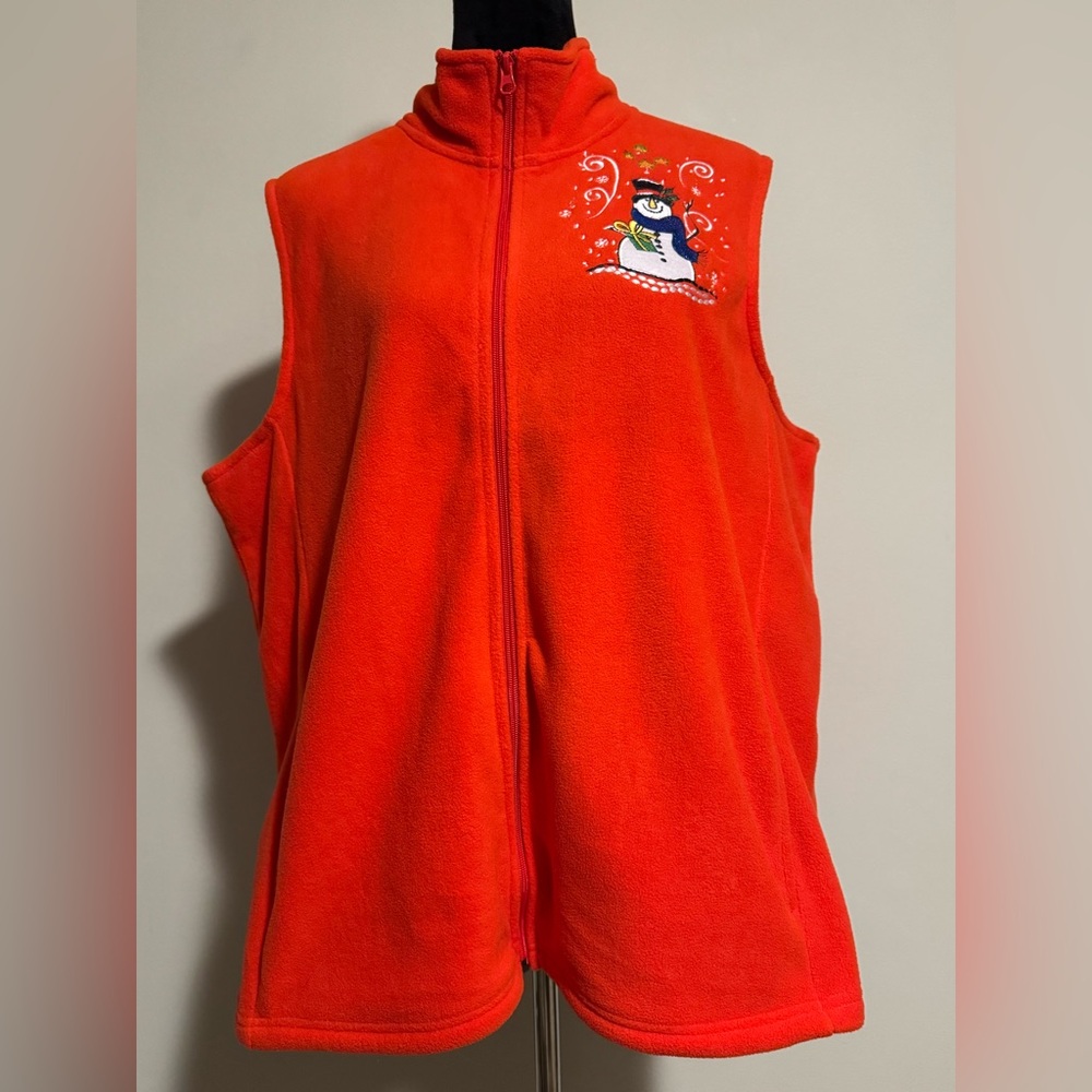 NWT i.b. diffusion Red Holiday Embroidered Snowman Fleece Vest size 2X